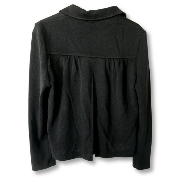 St John Collection Marie Gray Black Knit Zip Cardigan Size 8 Designer - Picture 4 of 5